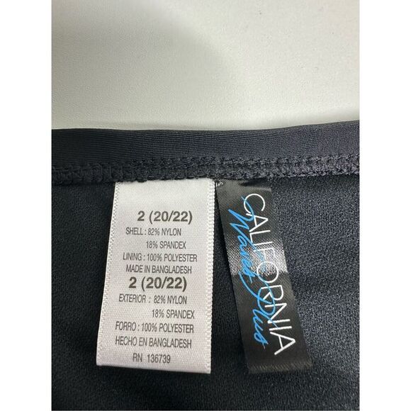 California Waves Plus Shirred Swim Bottoms Size 2 (20/22) Black Tummy Control - Picture 5 of 11